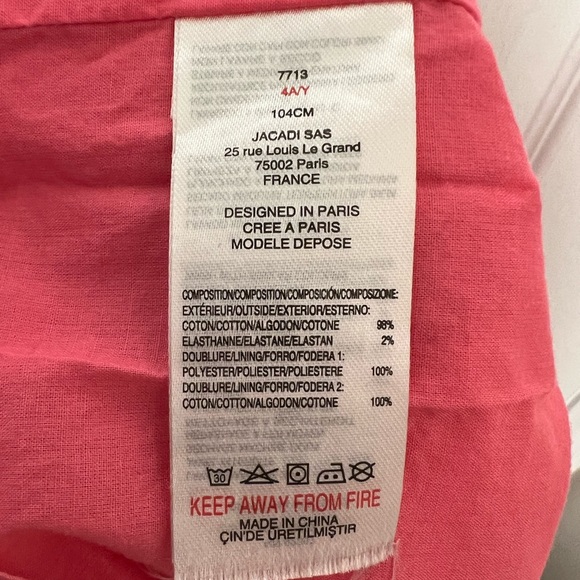 EUC JACADI Pink Dress. Toddler girl, 4T - Picture 4 of 4